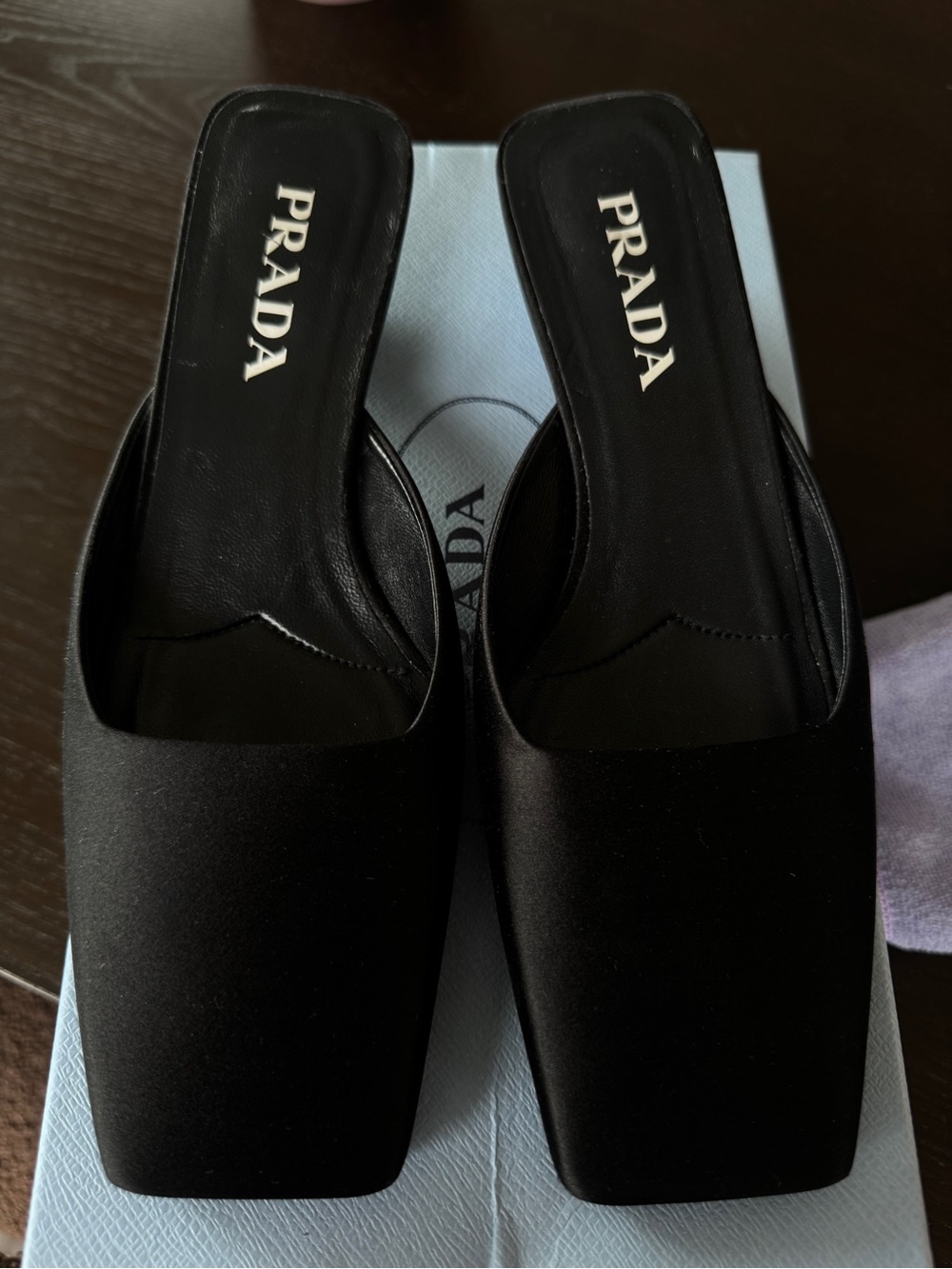 Prada Satin Square Toe Mules - Picture 6 of 8